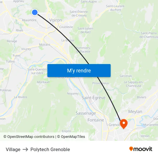 Village to Polytech Grenoble map