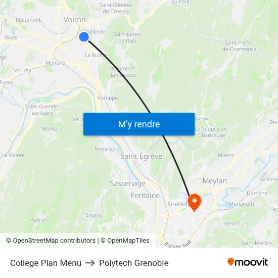 College Plan Menu to Polytech Grenoble map