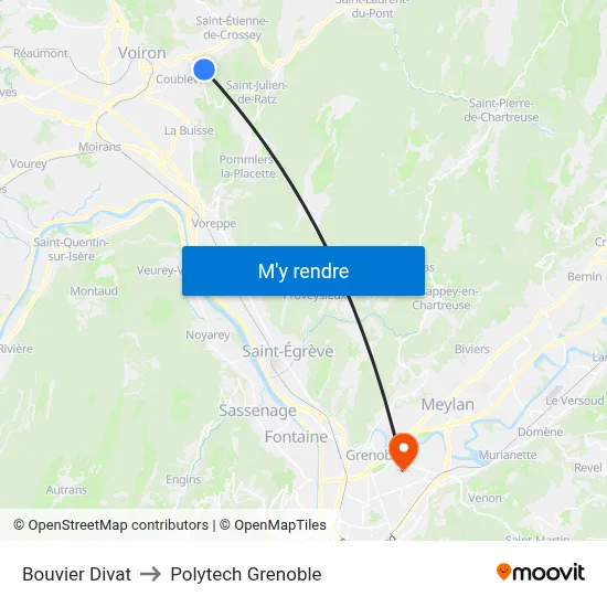 Bouvier Divat to Polytech Grenoble map