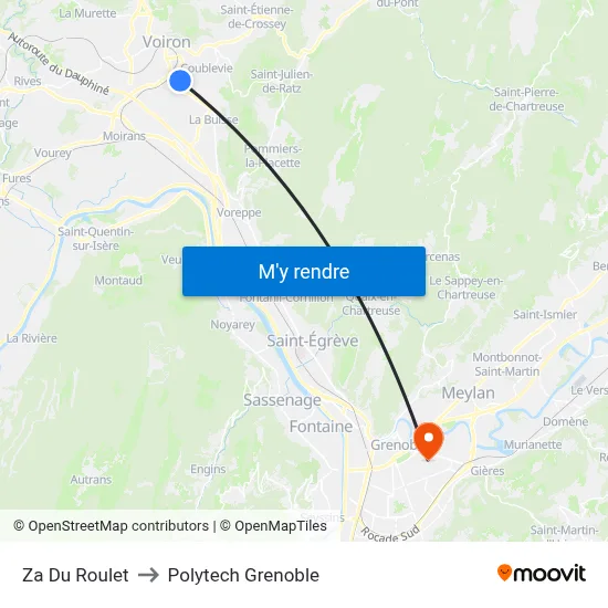 Za Du Roulet to Polytech Grenoble map