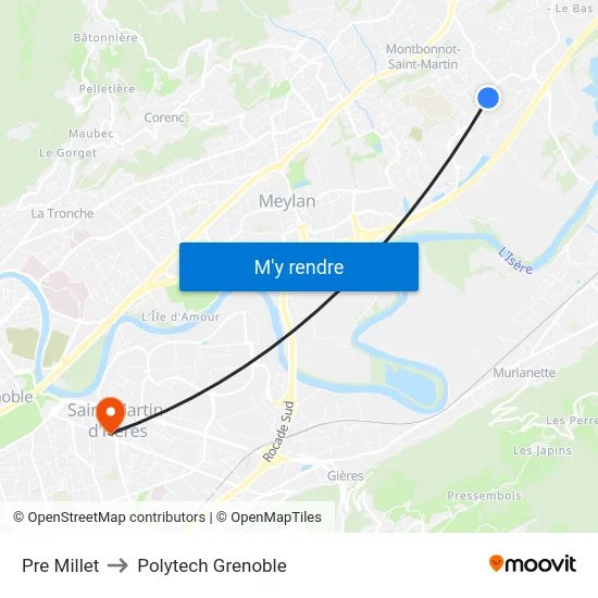 Pre Millet to Polytech Grenoble map