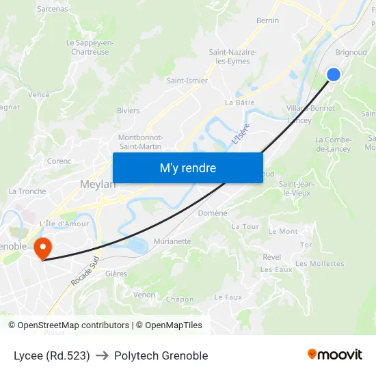 Lycee (Rd.523) to Polytech Grenoble map