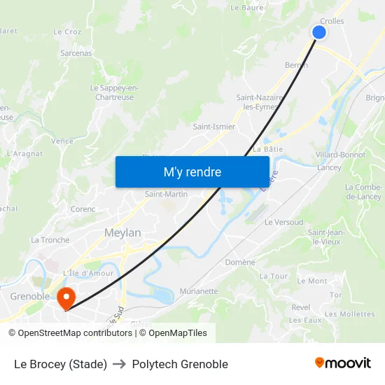 Le Brocey (Stade) to Polytech Grenoble map