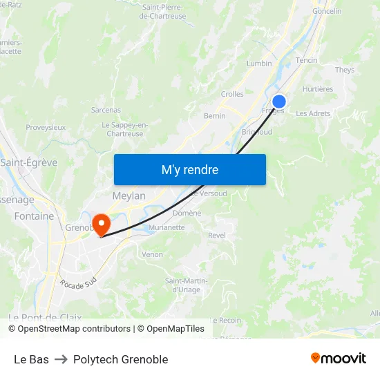 Le Bas to Polytech Grenoble map