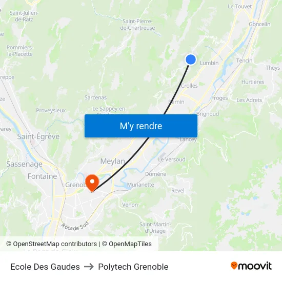 Ecole Des Gaudes to Polytech Grenoble map