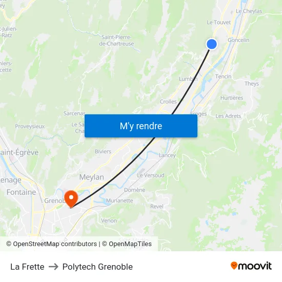 La Frette to Polytech Grenoble map