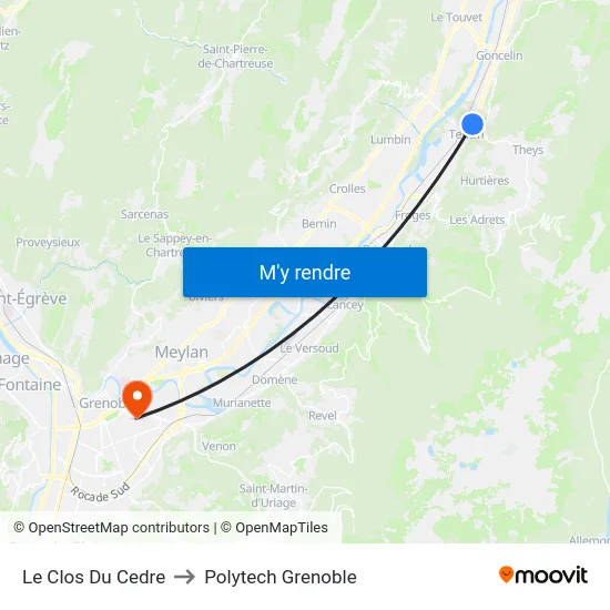 Le Clos Du Cedre to Polytech Grenoble map