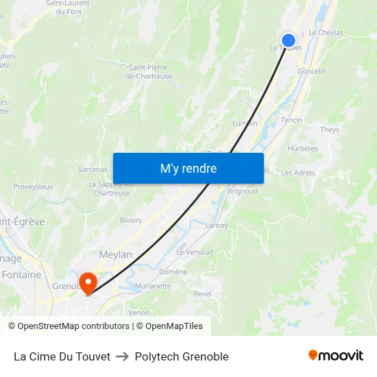 La Cime Du Touvet to Polytech Grenoble map