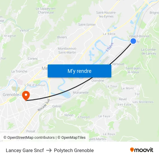 Lancey Gare Sncf to Polytech Grenoble map