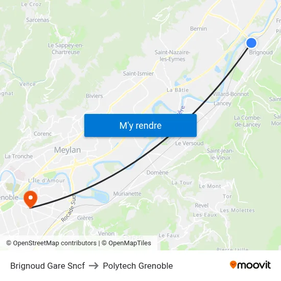 Brignoud Gare Sncf to Polytech Grenoble map