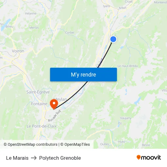 Le Marais to Polytech Grenoble map