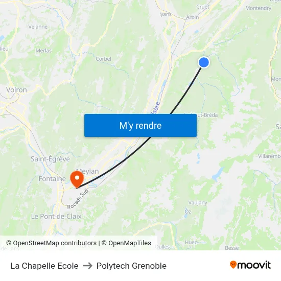 La Chapelle Ecole to Polytech Grenoble map