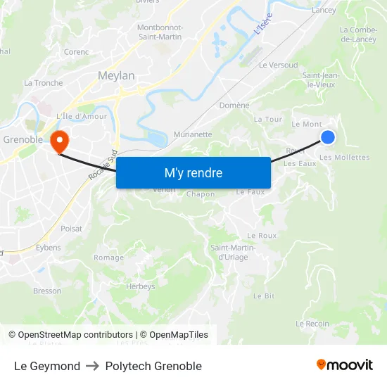 Le Geymond to Polytech Grenoble map