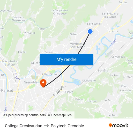 College Gresivaudan to Polytech Grenoble map