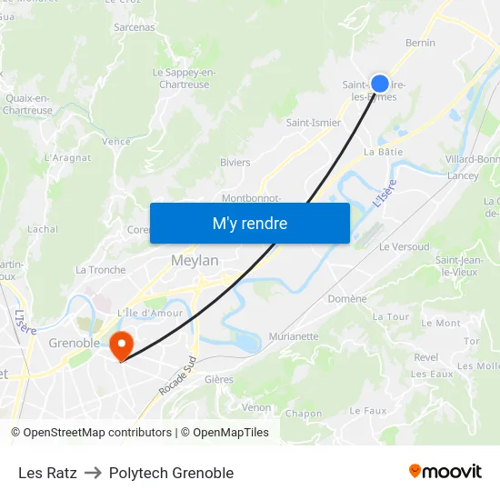Les Ratz to Polytech Grenoble map