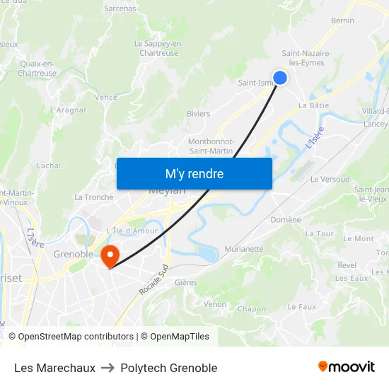 Les Marechaux to Polytech Grenoble map