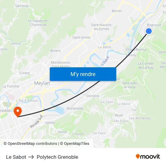 Le Sabot to Polytech Grenoble map