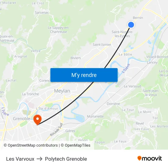 Les Varvoux to Polytech Grenoble map