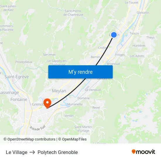 Le Village to Polytech Grenoble map
