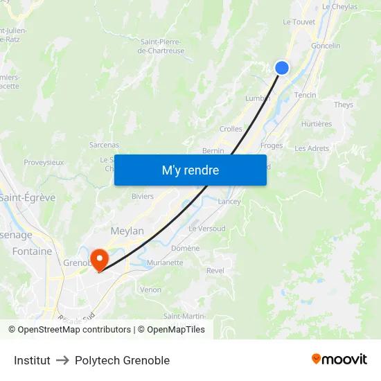 Institut to Polytech Grenoble map