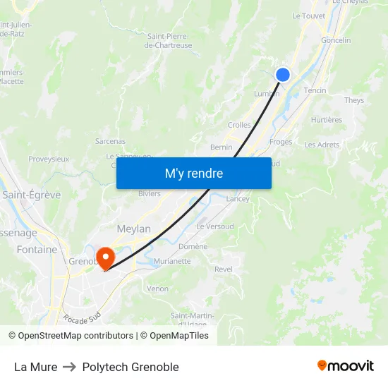 La Mure to Polytech Grenoble map