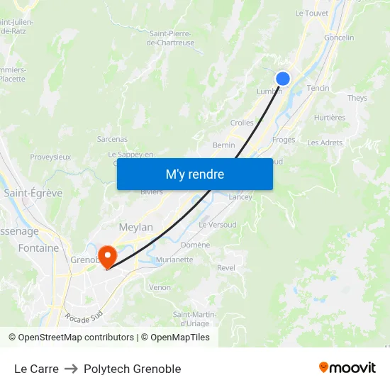 Le Carre to Polytech Grenoble map