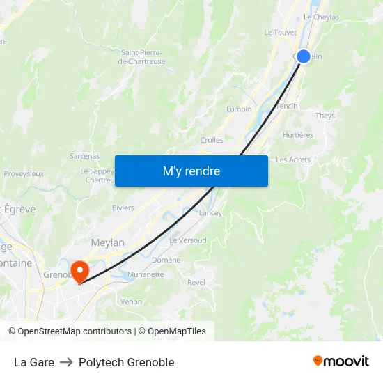 La Gare to Polytech Grenoble map