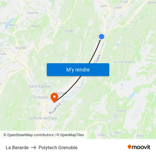 La Berarde to Polytech Grenoble map