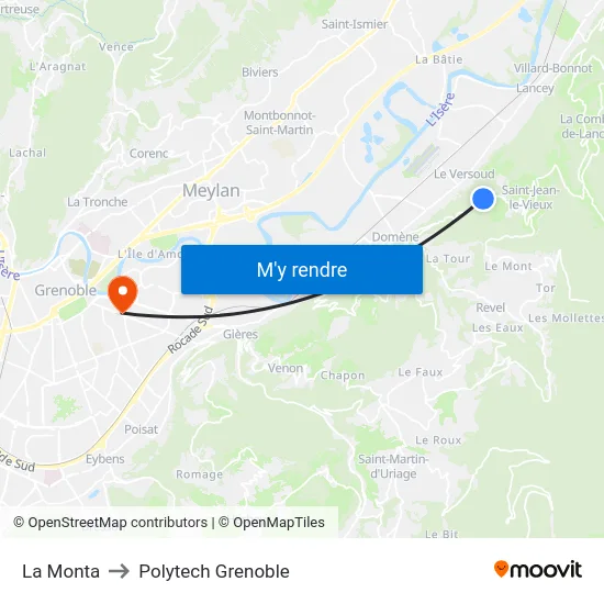 La Monta to Polytech Grenoble map