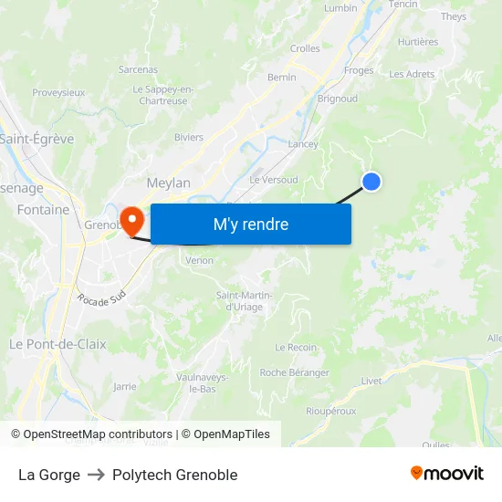 La Gorge to Polytech Grenoble map
