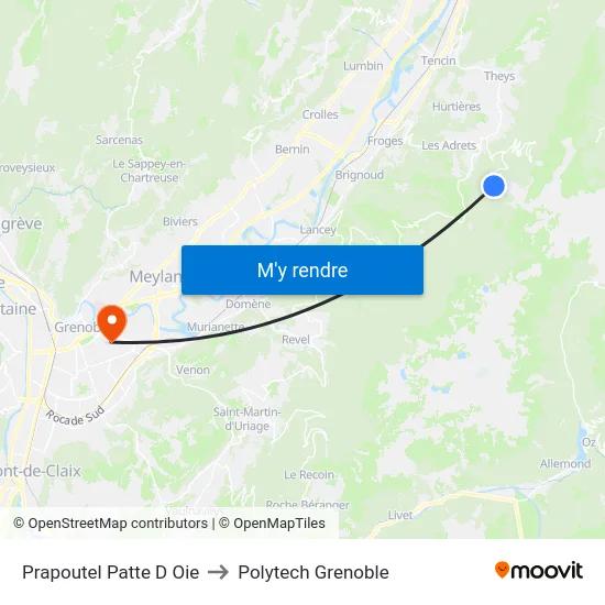 Prapoutel Patte D Oie to Polytech Grenoble map