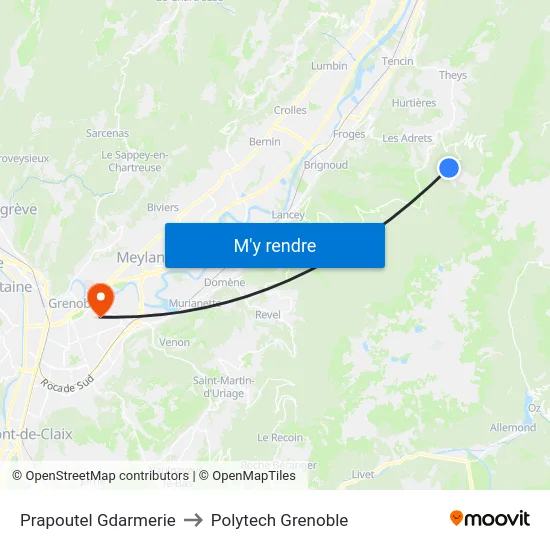 Prapoutel Gdarmerie to Polytech Grenoble map