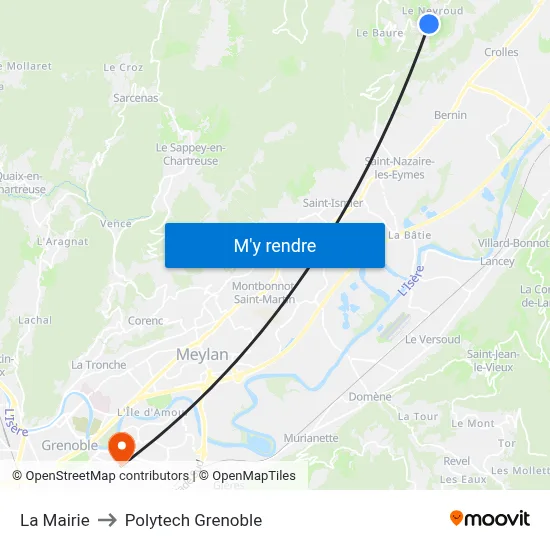 La Mairie to Polytech Grenoble map