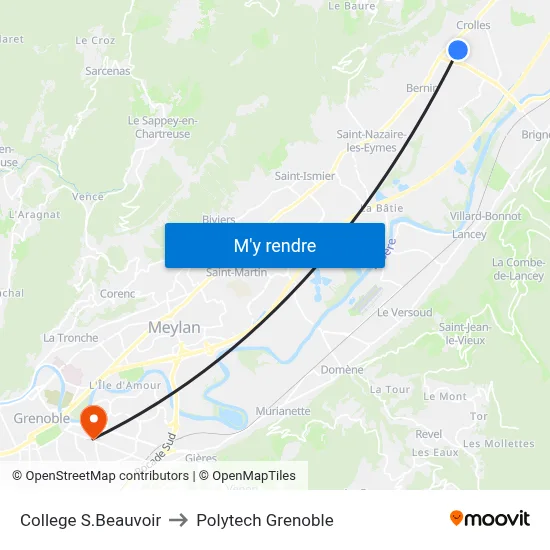 College S.Beauvoir to Polytech Grenoble map