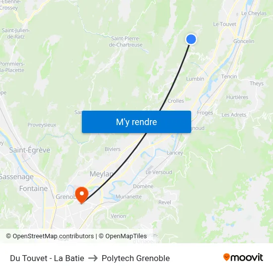 Du Touvet - La Batie to Polytech Grenoble map