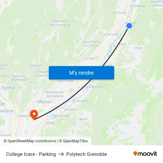 College Icare - Parking to Polytech Grenoble map