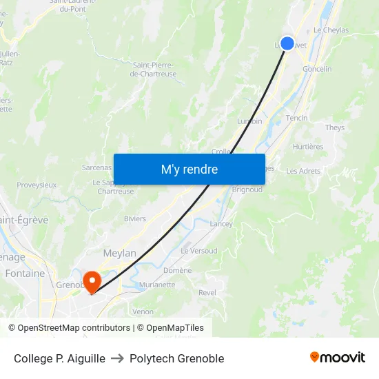 College P. Aiguille to Polytech Grenoble map