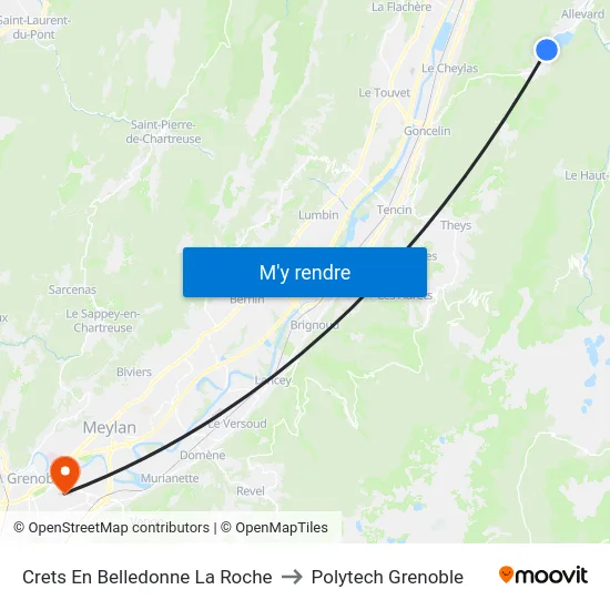 Crets En Belledonne La Roche to Polytech Grenoble map