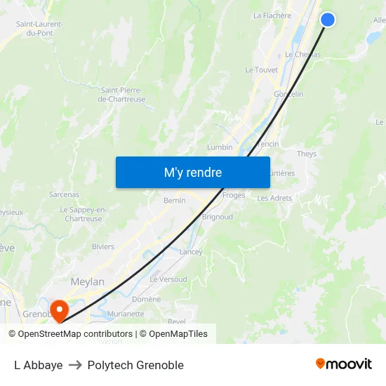 L Abbaye to Polytech Grenoble map