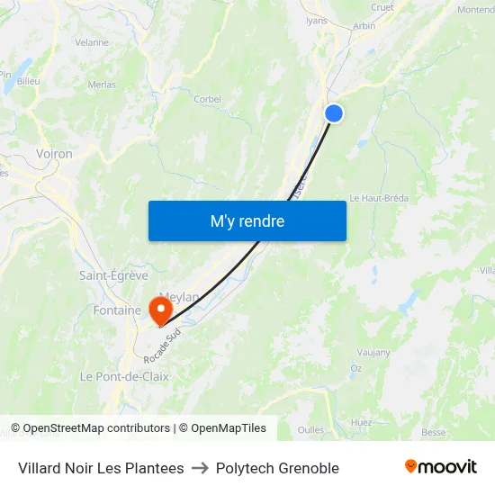 Villard Noir Les Plantees to Polytech Grenoble map