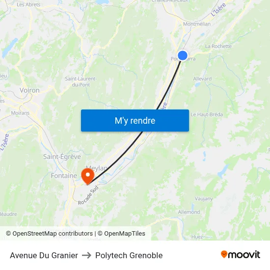 Avenue Du Granier to Polytech Grenoble map