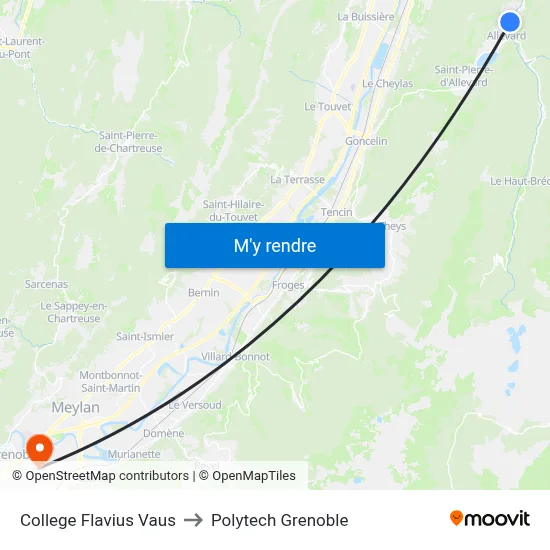 College Flavius Vaus to Polytech Grenoble map