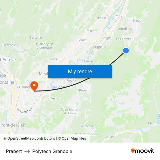 Prabert to Polytech Grenoble map