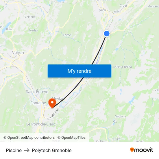 Piscine to Polytech Grenoble map