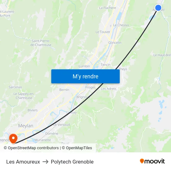 Les Amoureux to Polytech Grenoble map