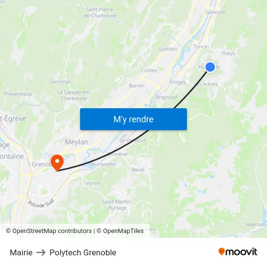 Mairie to Polytech Grenoble map