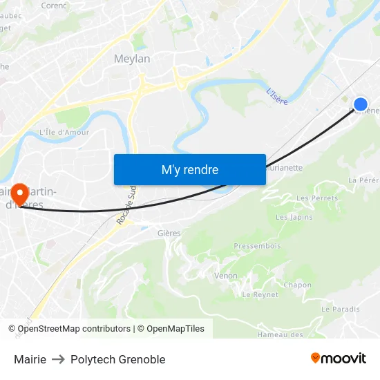 Mairie to Polytech Grenoble map