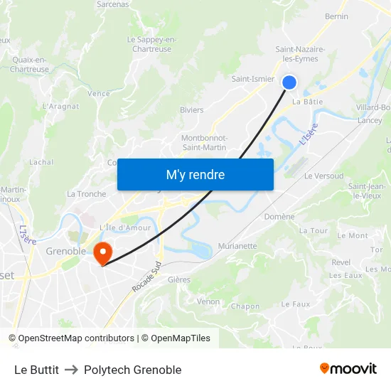 Le Buttit to Polytech Grenoble map