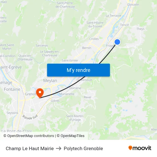 Champ Le Haut Mairie to Polytech Grenoble map