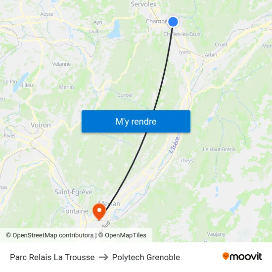 Parc Relais La Trousse to Polytech Grenoble map